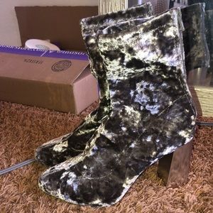 grey velvet boots